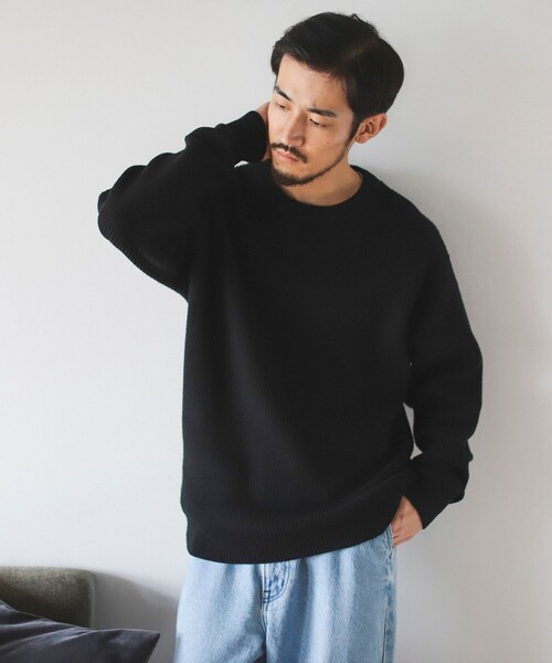 B:MING by BEAMS（ビーミングバイビームス）の「7ゲージ バルキー 片畦 クルーネック ニット（ニット/セーター・メンズ・ブルー/ブラック/ワイン・SMALL/MEDIUM/LARGE/X-LARGE）」の7枚目の写真