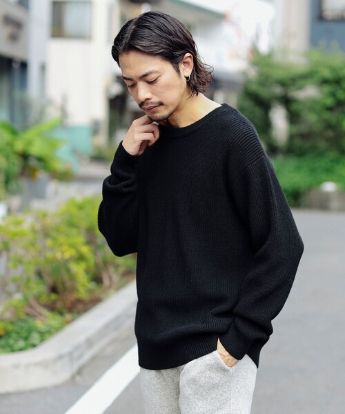 B:MING by BEAMS（ビーミングバイビームス）の「7ゲージ バルキー 片畦 クルーネック ニット（ニット/セーター・メンズ・ブルー/ブラック/ワイン・SMALL/MEDIUM/LARGE/X-LARGE）」の11枚目の写真