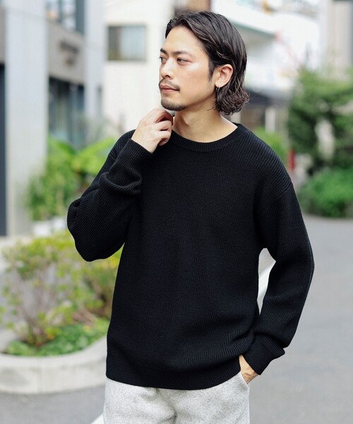 B:MING by BEAMS（ビーミングバイビームス）の「7ゲージ バルキー 片畦 クルーネック ニット（ニット/セーター・メンズ・ブルー/ブラック/ワイン・SMALL/MEDIUM/LARGE/X-LARGE）」の12枚目の写真