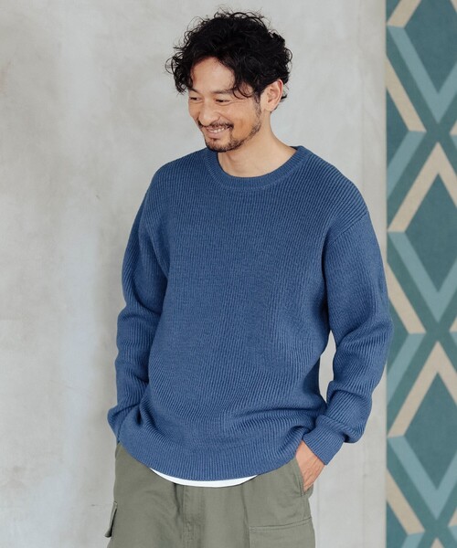 B:MING by BEAMS（ビーミングバイビームス）の「7ゲージ バルキー 片畦 クルーネック ニット（ニット/セーター・メンズ・ブルー/ブラック/ワイン・SMALL/MEDIUM/LARGE/X-LARGE）」の16枚目の写真