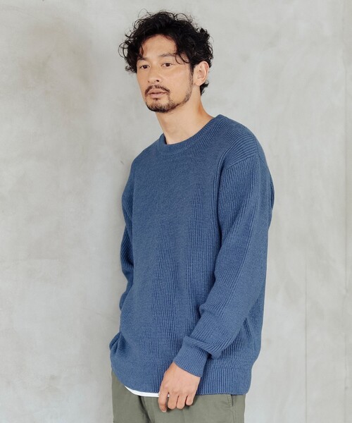 B:MING by BEAMS（ビーミングバイビームス）の「7ゲージ バルキー 片畦 クルーネック ニット（ニット/セーター・メンズ・ブルー/ブラック/ワイン・SMALL/MEDIUM/LARGE/X-LARGE）」の17枚目の写真