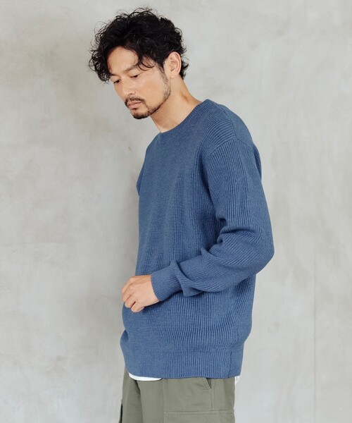 B:MING by BEAMS（ビーミングバイビームス）の「7ゲージ バルキー 片畦 クルーネック ニット（ニット/セーター・メンズ・ブルー/ブラック/ワイン・SMALL/MEDIUM/LARGE/X-LARGE）」の18枚目の写真
