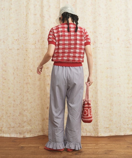 AMBIDEX(アンビデックス)の「ギンガムジャカード クルーネックプルオーバー(Tシャツ/カットソー・レディース・レッド/ブラック・FREE)」の14枚目の写真