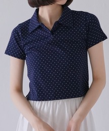 ZOZO限定】ポルカドット ポロシャツ 水玉 半袖 開衿 トップス