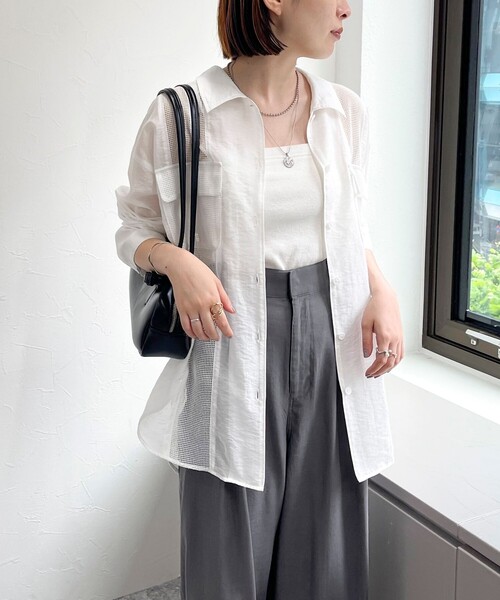 【2点おまとめ☆fredy emue】涼しく着られるメッシュ切替シャツ セール】メッシュ切替シャツ（シャツ/ブラウス）｜fredy emue