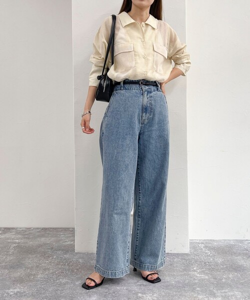 fredy emue（フレディエミュ）の「メッシュ切替シャツ（シャツ/ブラウス・レディース・ブラック/オフホワイト/ベージュ・38）」の15枚目の写真