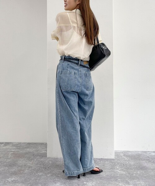 fredy emue（フレディエミュ）の「メッシュ切替シャツ（シャツ/ブラウス・レディース・ブラック/オフホワイト/ベージュ・38）」の17枚目の写真