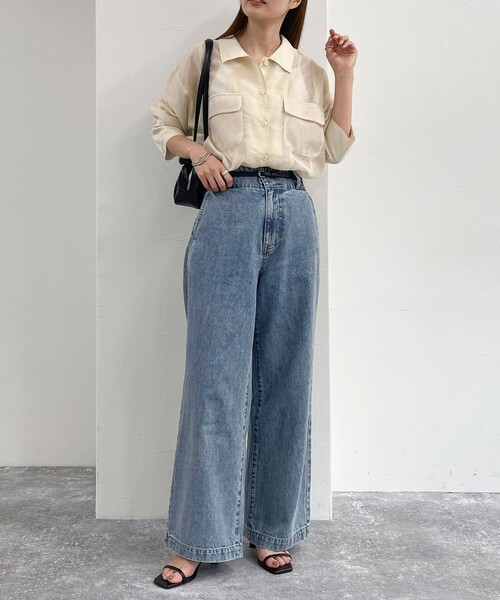 fredy emue（フレディエミュ）の「メッシュ切替シャツ（シャツ/ブラウス・レディース・ブラック/オフホワイト/ベージュ・38）」の19枚目の写真