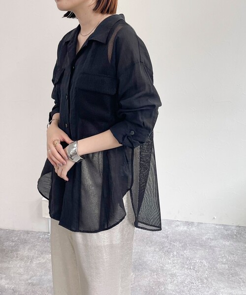 【2点おまとめ☆fredy emue】涼しく着られるメッシュ切替シャツ セール】メッシュ切替シャツ（シャツ/ブラウス）｜fredy emue