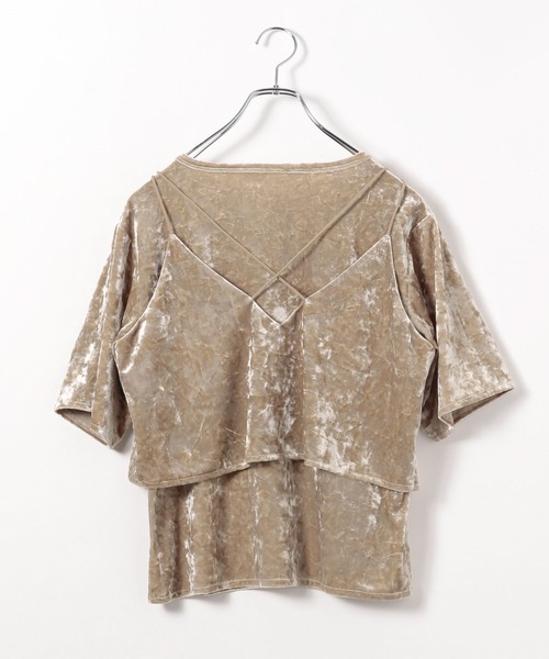 BAYFLOW（ベイフロー）の「[着心地の良いストレッチ素材]クラッシュベロア2Pセット（Tシャツ/カットソー・レディース・ベージュ/グレー・FREE）」の16枚目の写真