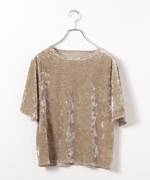 BAYFLOW（ベイフロー）の「[着心地の良いストレッチ素材]クラッシュベロア2Pセット（Tシャツ/カットソー・レディース・ベージュ/グレー・FREE）」の20枚目の写真