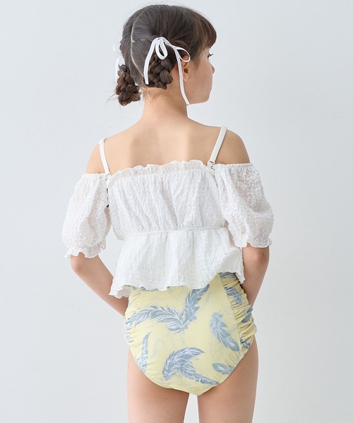 Amourire girl（アムリールガール）の「レースパフトップス×ハイウエストビキニ上下2点セット【キッズ/ジュニア水着】（130㎝～150㎝）（水着・キッズ・ブラック/オフホワイト・130cm/140cm/150cm/160cm）」の9枚目の写真