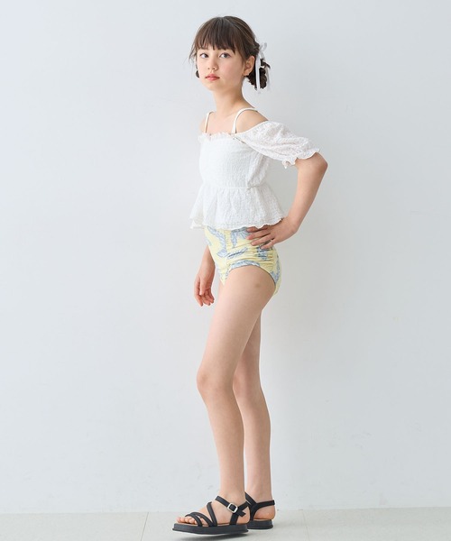 Amourire girl（アムリールガール）の「レースパフトップス×ハイウエストビキニ上下2点セット【キッズ/ジュニア水着】（130㎝～150㎝）（水着・キッズ・ブラック/オフホワイト・130cm/140cm/150cm/160cm）」の13枚目の写真
