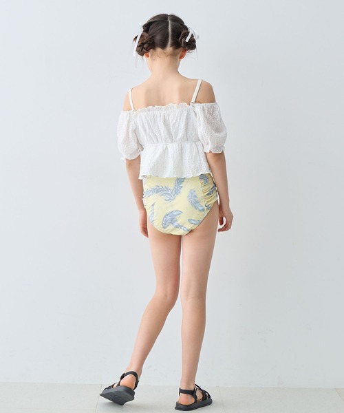 Amourire girl（アムリールガール）の「レースパフトップス×ハイウエストビキニ上下2点セット【キッズ/ジュニア水着】（130㎝～150㎝）（水着・キッズ・ブラック/オフホワイト・130cm/140cm/150cm/160cm）」の14枚目の写真