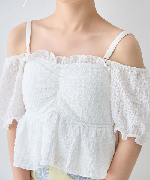 Amourire girl（アムリールガール）の「レースパフトップス×ハイウエストビキニ上下2点セット【キッズ/ジュニア水着】（130㎝～150㎝）（水着・キッズ・ブラック/オフホワイト・130cm/140cm/150cm/160cm）」の15枚目の写真