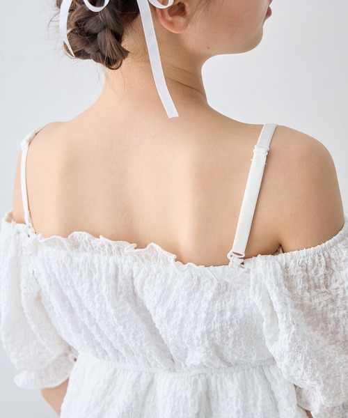 Amourire girl（アムリールガール）の「レースパフトップス×ハイウエストビキニ上下2点セット【キッズ/ジュニア水着】（130㎝～150㎝）（水着・キッズ・ブラック/オフホワイト・130cm/140cm/150cm/160cm）」の16枚目の写真