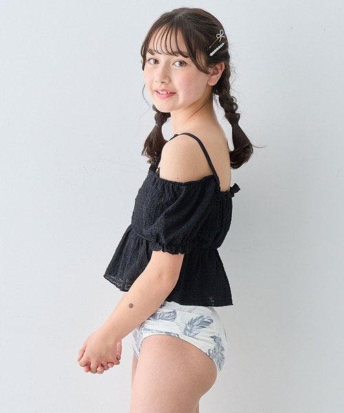 Amourire girl（アムリールガール）の「レースパフトップス×ハイウエストビキニ上下2点セット【キッズ/ジュニア水着】（130㎝～150㎝）（水着・キッズ・ブラック/オフホワイト・130cm/140cm/150cm/160cm）」の21枚目の写真
