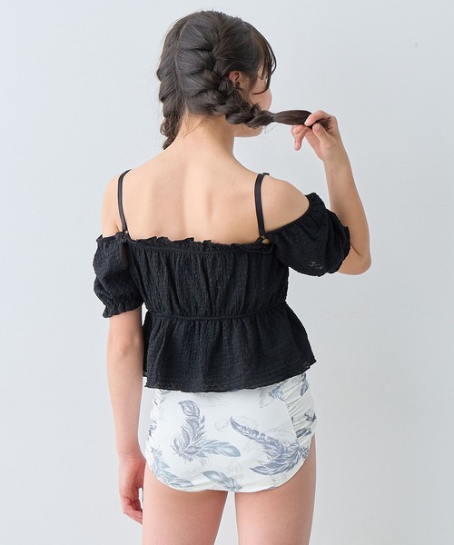 Amourire girl（アムリールガール）の「レースパフトップス×ハイウエストビキニ上下2点セット【キッズ/ジュニア水着】（130㎝～150㎝）（水着・キッズ・ブラック/オフホワイト・130cm/140cm/150cm/160cm）」の22枚目の写真