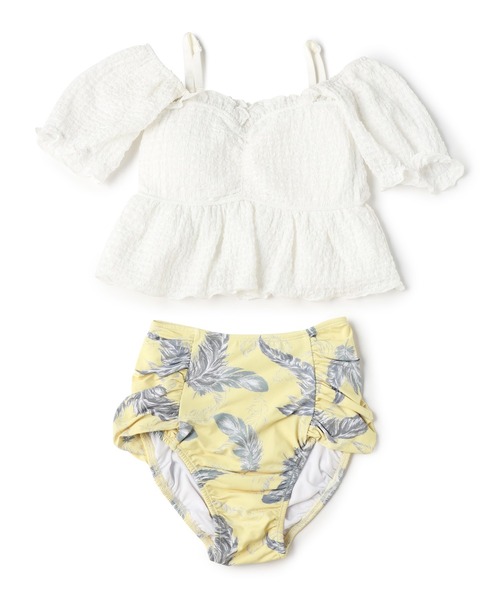 Amourire girl（アムリールガール）の「レースパフトップス×ハイウエストビキニ上下2点セット【キッズ/ジュニア水着】（130㎝～150㎝）（水着・キッズ・ブラック/オフホワイト・130cm/140cm/150cm/160cm）」の10枚目の写真