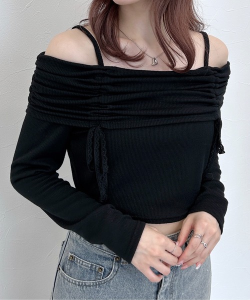 Heather（ヘザー）の「ギャザーオフショルプルオーバー　145149（Tシャツ/カットソー・レディース・ブラック/アイボリー/グレー・FREE）」の14枚目の写真