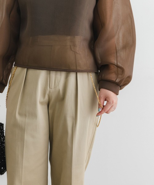 F by ROSSO(エフバイロッソ)の「F by ROSSO チェーンサスペンダー付ワイドチノパンツ(チノパンツ・レディース・ネイビー/ベージュ・38/36)」の17枚目の写真
