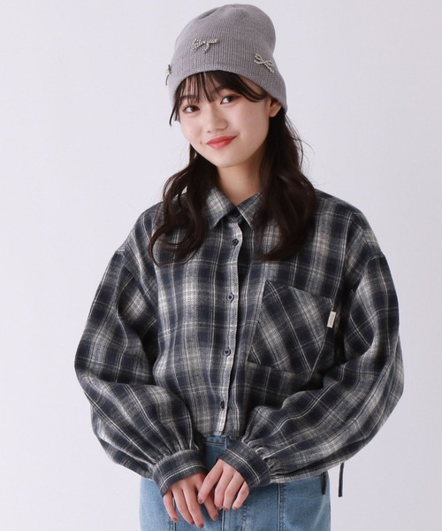 repipi armario(レピピ アルマリオ)の「チェックシャーリングシャツ(シャツ/ブラウス・キッズ・ブラック/ネイビー/ブラウン・SMALL/MEDIUM/LARGE)」の1枚目の写真