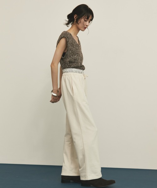 MERLOT（メルロー）の「【ウエストゴム】ダブルウエストスウェットパンツ（スウェットパンツ・レディース・アイボリー/グレー・FREE）」の8枚目の写真