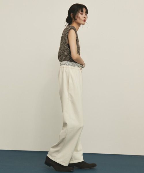 MERLOT（メルロー）の「【ウエストゴム】ダブルウエストスウェットパンツ（スウェットパンツ・レディース・アイボリー/グレー・FREE）」の7枚目の写真