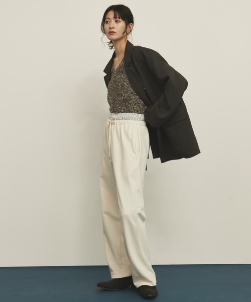 MERLOT（メルロー）の「【ウエストゴム】ダブルウエストスウェットパンツ（スウェットパンツ・レディース・アイボリー/グレー・FREE）」の14枚目の写真