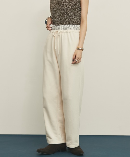 MERLOT（メルロー）の「【ウエストゴム】ダブルウエストスウェットパンツ（スウェットパンツ・レディース・アイボリー/グレー・FREE）」の5枚目の写真