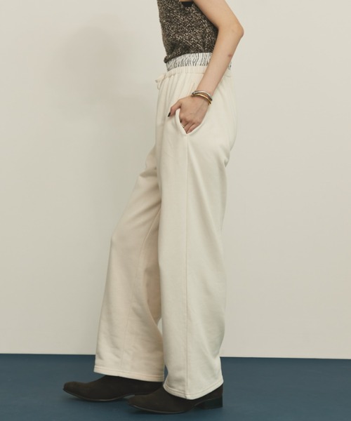 MERLOT（メルロー）の「【ウエストゴム】ダブルウエストスウェットパンツ（スウェットパンツ・レディース・アイボリー/グレー・FREE）」の4枚目の写真