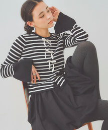 エコーズラッタ/フレア袖カーディガン Dot and Stripes CHILD WOMAN 別注!! AMOSSAミラノリブ BIG