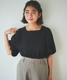 【150㎝前後の小柄さんサイズ】袖ドッキングリブトップス