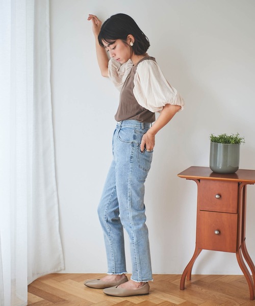 mil(ミル)の「【150㎝前後の小柄さんサイズ】袖ドッキングリブトップス(Tシャツ/カットソー・レディース・ブラック/モカ・S/XS)」の11枚目の写真