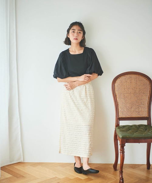 mil(ミル)の「【150㎝前後の小柄さんサイズ】袖ドッキングリブトップス(Tシャツ/カットソー・レディース・ブラック/モカ・S/XS)」の3枚目の写真