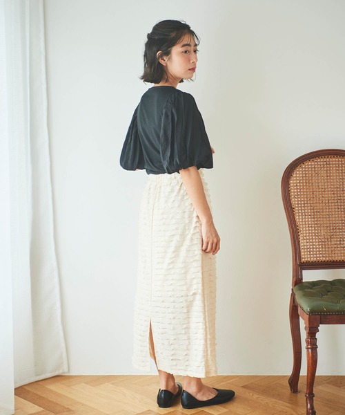 mil(ミル)の「【150㎝前後の小柄さんサイズ】袖ドッキングリブトップス(Tシャツ/カットソー・レディース・ブラック/モカ・S/XS)」の5枚目の写真