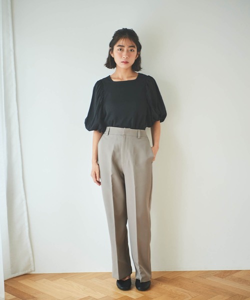 mil(ミル)の「【150㎝前後の小柄さんサイズ】袖ドッキングリブトップス(Tシャツ/カットソー・レディース・ブラック/モカ・S/XS)」の8枚目の写真