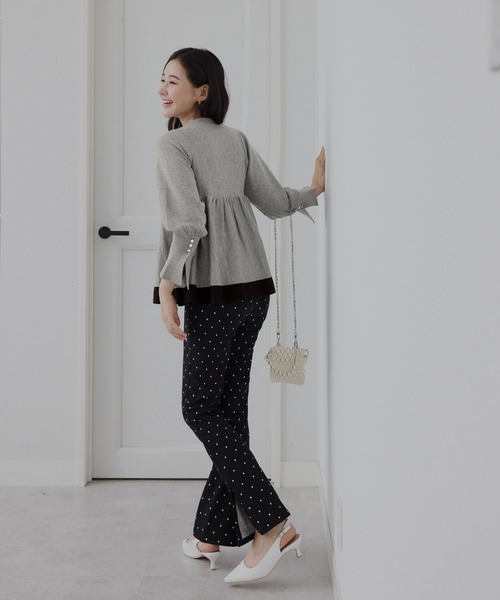 セール】配色ペプラムニット（ニット/セーター）｜CHAN ME（チャンミ