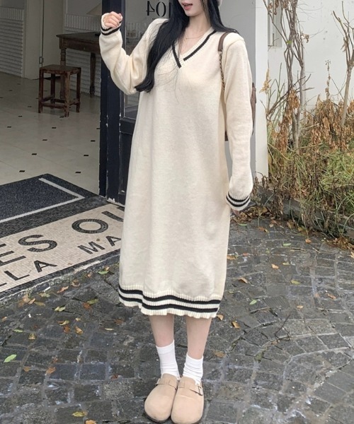 ★M&S Collection コットンブレンドニットペンシル 淑女ワンピ Amazon.co.jp: [JINPIN]ニットワンピース レディース ロング