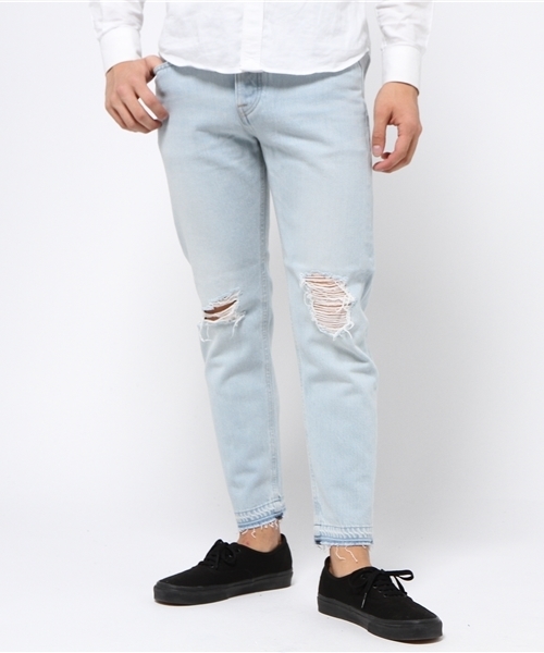 Big John（ビッグジョン）の「Big John(ビッグ･ジョン) ダメージカットオフデニムパンツ（デニムパンツ・メンズ・ライトブルー/インディゴブルー・28/30/32）」の2枚目の写真