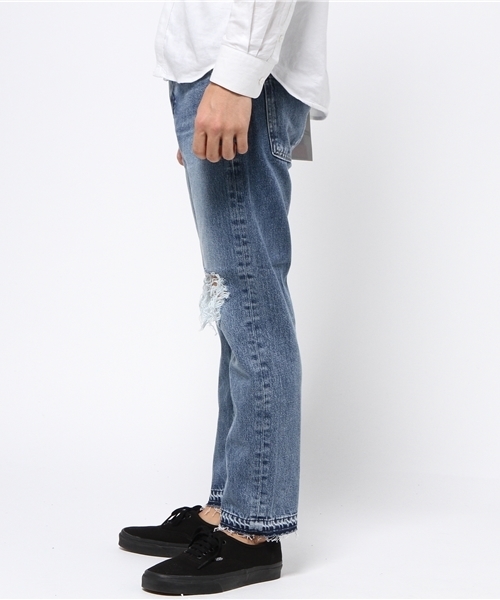 Big John（ビッグジョン）の「Big John(ビッグ･ジョン) ダメージカットオフデニムパンツ（デニムパンツ・メンズ・ライトブルー/インディゴブルー・28/30/32）」の3枚目の写真