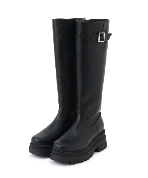 Juze(ジュゼ)の「サイドバックルタンクソールロングブーツ(ブーツ・レディース・ブラック/ダークブラウン・S/M/L)」の15枚目の写真