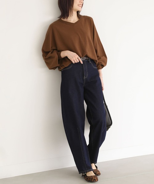 n'OrLABEL（ノアールレーベル）の「【機能素材】『ハイゲージVネックドルマンニット』（ニット/セーター・レディース・ブラウン/ブルー/ブラック/杢グレー・2/1）」の19枚目の写真