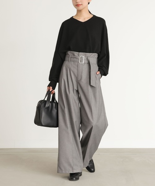 n'OrLABEL（ノアールレーベル）の「【機能素材】『ハイゲージVネックドルマンニット』（ニット/セーター・レディース・ブラウン/ブルー/ブラック/杢グレー・2/1）」の13枚目の写真