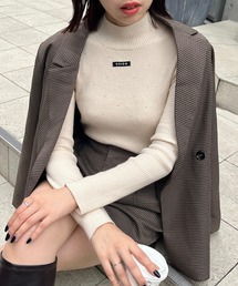 Chico | 【WEB限定カラー/ボーダー】スパンコールハイネックリブニット(ニット/セーター)