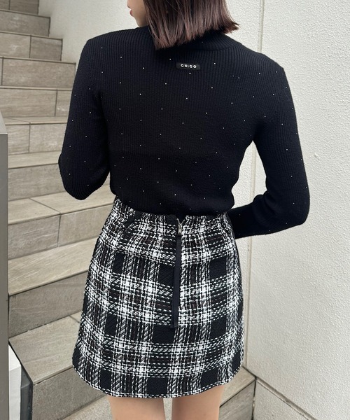 Chico（チコ）の「【WEB限定カラー/ボーダー】スパンコールハイネックリブニット（ニット/セーター・レディース・ピンク/グレー/アイボリー/ブラック/レッド/ホワイト系その他2・FREE）」の21枚目の写真