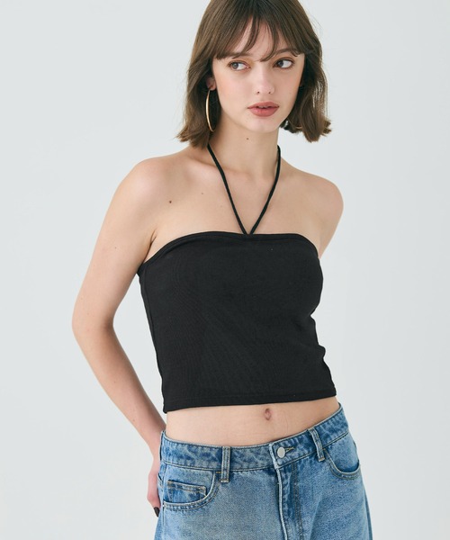 coca(coca)(コカ)の「【WEB限定セール】カップ付き 2wayベアトップ ホルターネック(キャミソール・レディース・ホワイト/ブラック/グレー・S/M/L)」の2枚目の写真