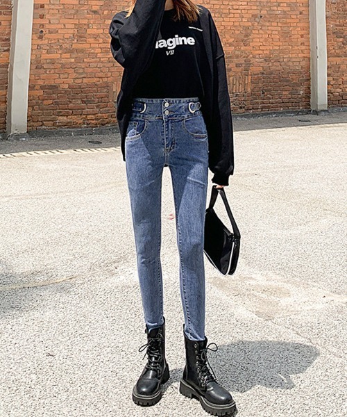 Miniministore（ミニミニストア）の「デニムパンツ ハイウエストタイトジーパン（デニムパンツ・レディース・ブラック/チャコールグレー/ダークブルー・XL/L/S/M）」の6枚目の写真