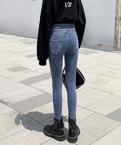 Miniministore（ミニミニストア）の「デニムパンツ ハイウエストタイトジーパン（デニムパンツ・レディース・ブラック/チャコールグレー/ダークブルー・XL/L/S/M）」の7枚目の写真