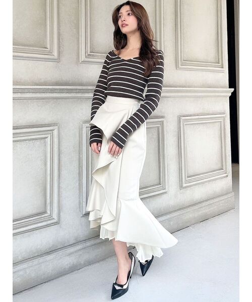 RESEXXY（リゼクシー）の「シアープリーツカスケードマーメイドスカート（スカート・レディース・その他1/ブラック/アイボリー・FREE）」の6枚目の写真